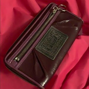 Coach Poppy Purple Patent Leather Wristlet